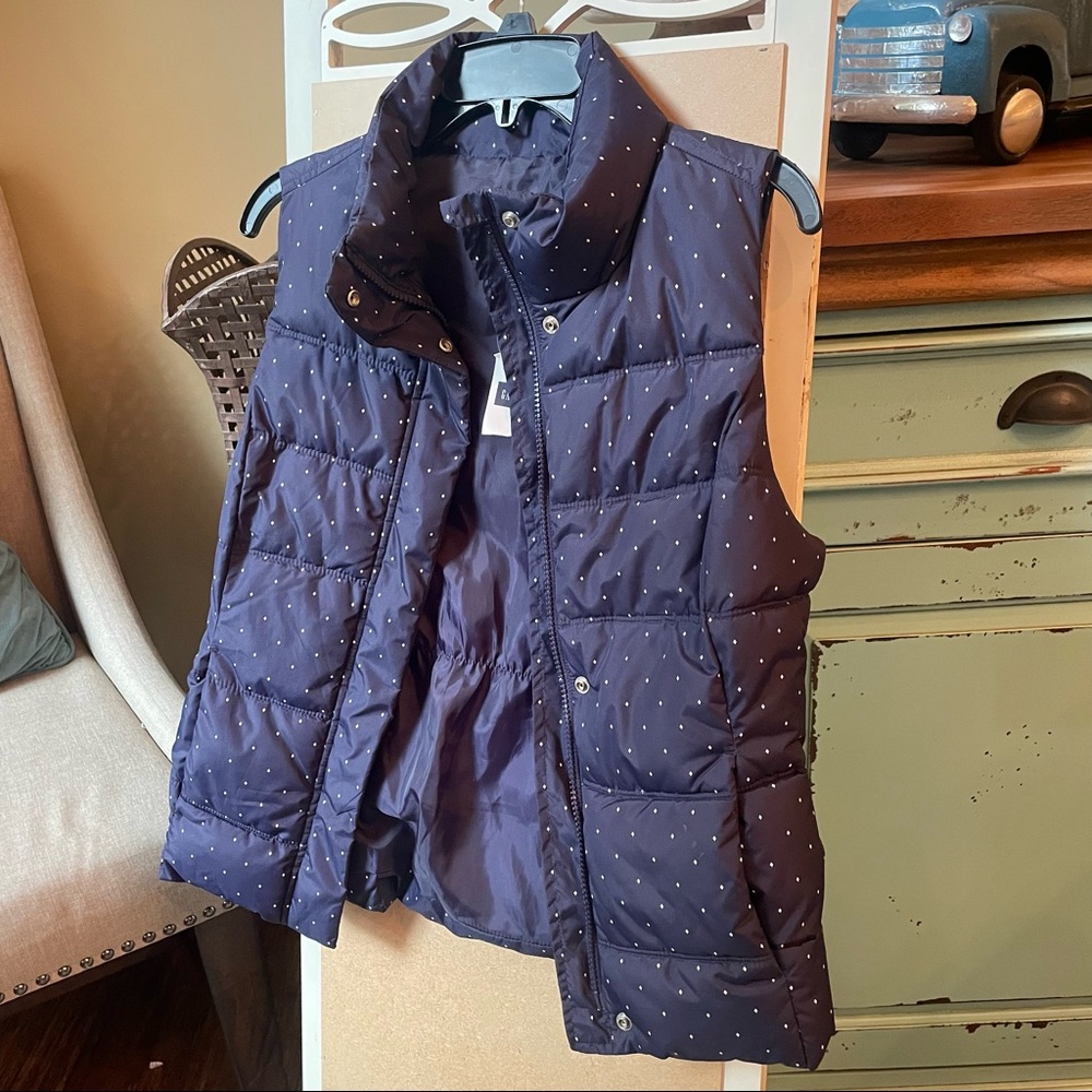 NWT GAP Navy Woman’s Small Polka Dot Puffer Vest 90s